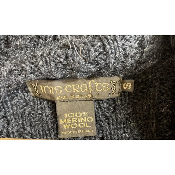 Irish Crafts Gray Cable Knit Long Button Up Cardigan Sweater Womens Size Small - Picture 8 of 9